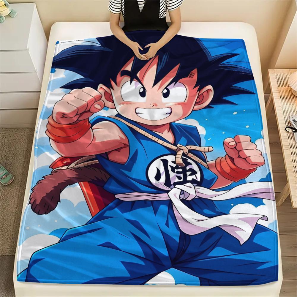 Dragon Ball Charakter Goku Muster Flanelldecke, Hohe Qualität, Bequem für Alle Jahreszeiten, Heimdekoration, Wärme und Komfort, Perfekt für Geschenke.