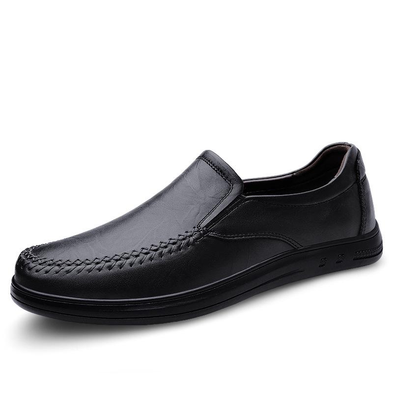 Autumn two-layer cowhide business casual men's shoes non-slip and breathable medium and old soft-soled dad leather shoes one-pedal men's shoes