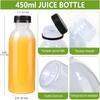 12 Pack 15oz(450ml) PP Heat-Resistant Plastic Juice Bottles With Caps-Plastic Smoothie Bottles-Reusable Bulk Beverage Containers with Lids For Juice,