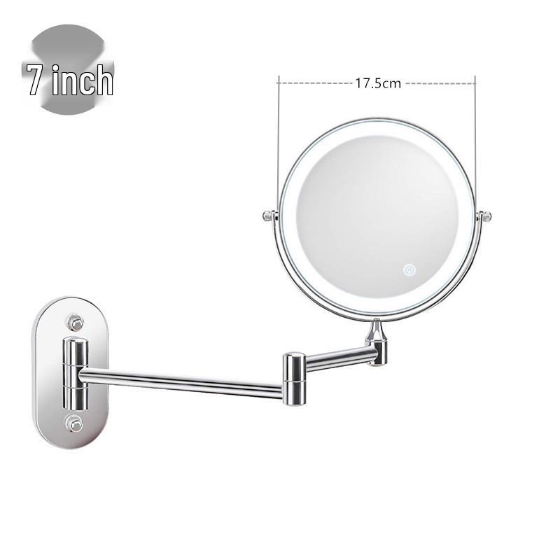 8-дюймовое складное светодиодное настенное зеркало для макияжа, двустороннее, с подсветкой, увеличительное, перезаряжаемое. Flat + 3x Magnification