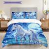 Unicorn Pattern Bedding Quilt Set Quilt Cover Pillowcase Home Decoration Birthday Gift (1 * Duvet Cover + 2 * Pillowcase, Without Core)