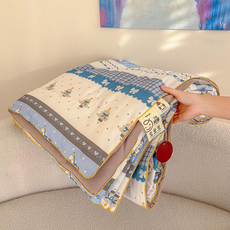 Cartoon Printed Wrinkled Yarn Summer Quilts Cozy Single and Double Air-Conditioned Quilt Cooling Breathable Home Soft Bedspread