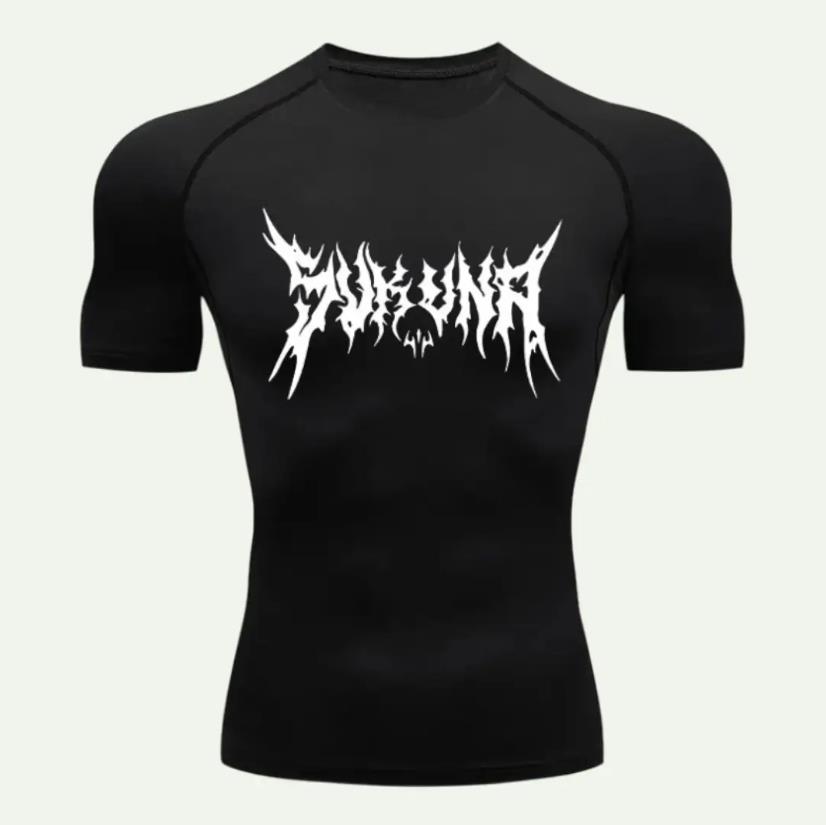 Y2K Compression Shirt Men Fitness Gym Skeleton Sport RunningSleeve T-Shirt For  T-Shirt Rashgard Tops Tee Quick Dry Short Men