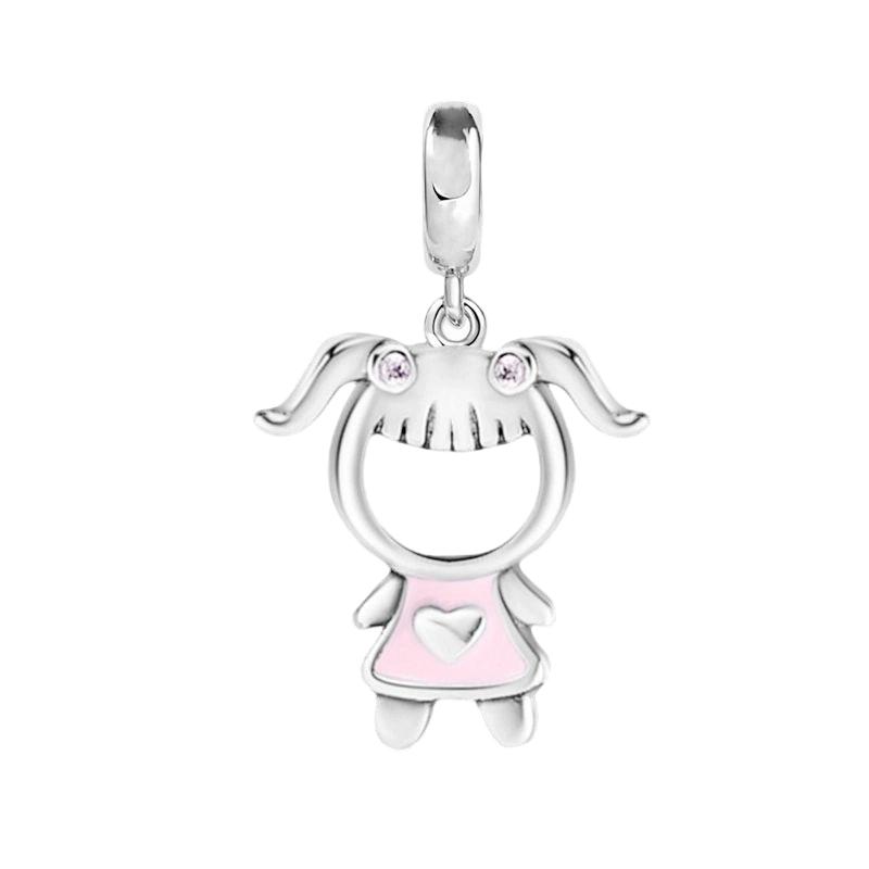 Cute Little Boy Little Girl Charm Beads Dangle Original Fit Copper Bracelet Necklace Beads For Diy Jewelry Women Gift