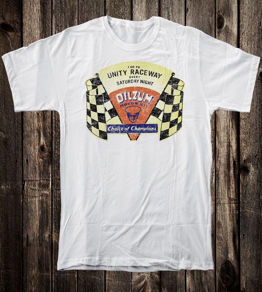 Mens Retro Hot Rod Tee T Shirt Drag Race Racing Speed Shop Oilzum Unity Raceway