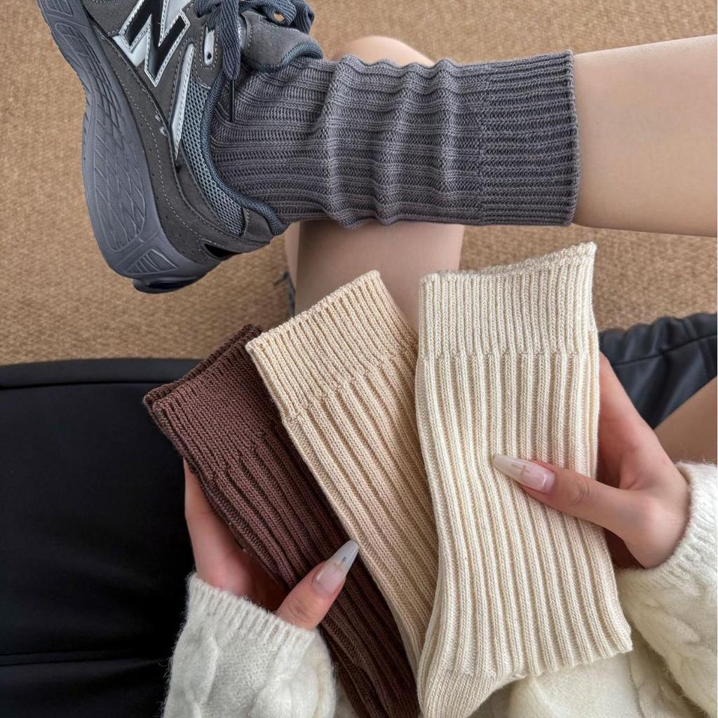 Birkenstock Women's Mid-Calf Wool Socks - Japanese Style, Thick Yarn, Knit, Trendy Autumn/Winter.
