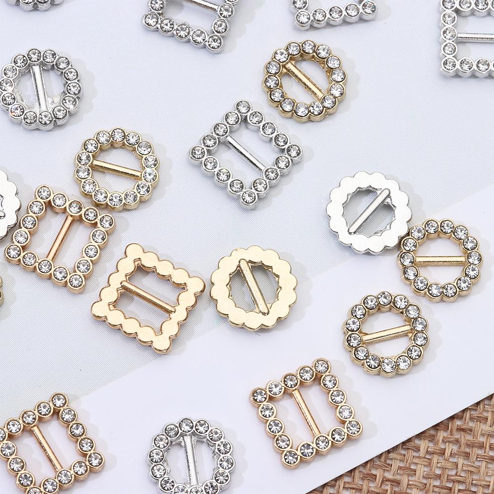 10Pcs 5MM Tri-glide Diamond Buckle Round/Square Belt Buttons Mini Ultra-small Diy Dolls Buckles Stuffed Toys Doll Bags Accessory