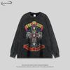 Unisex Streetwear Skull Print Long Sleeve Tee Oversized Cotton T-Shirt Casual Fall