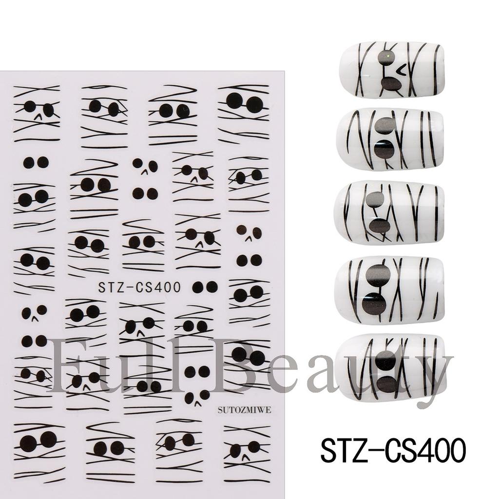 New Nail Art Stickers Halloween Cartoon Scar Pumpkin Bat Spider Web Adhesive Nail Sticker