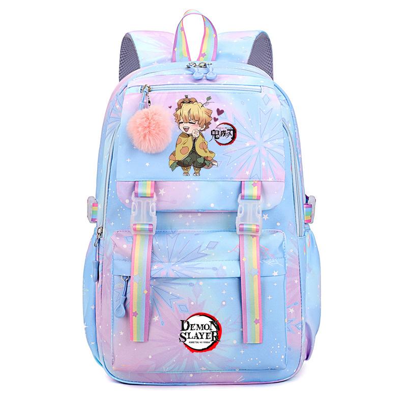 Anime Demon Slayer Backpack Computer Bagpack Sweet Soft Backpack Printed Girl Lightweight Schoolbag for Women Travel Leisure Bag Rucksack Mochila