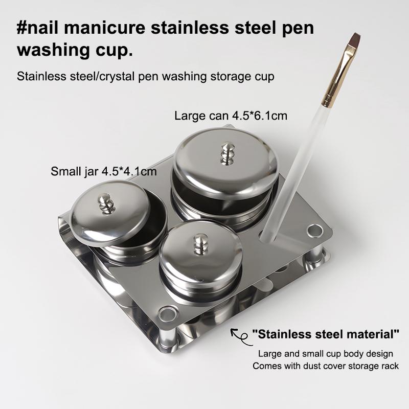 3/5 Stuks Roestvrij Staal Dappen Schaal Bekers Set Salon Manicure Acryl Poeder Vloeistof Container Organizer Tray Dappen Schaal Nagelkunst Gereedschap