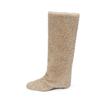 Long tube boots for women in the autumn and winter of 2026  with added fleece and warm snow cotton boots at the heel