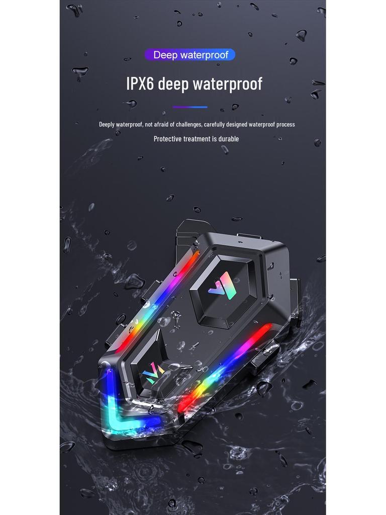 Y20 Waterproof Bluetooth Helmet Headset with RGB Lights and Heavy Bass