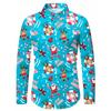 Christmas Snowflake and Five-Pointed Star Print Men's Long-Sleeved Shirt Retro Holiday Decorative Ball Collar Versatile Shirt