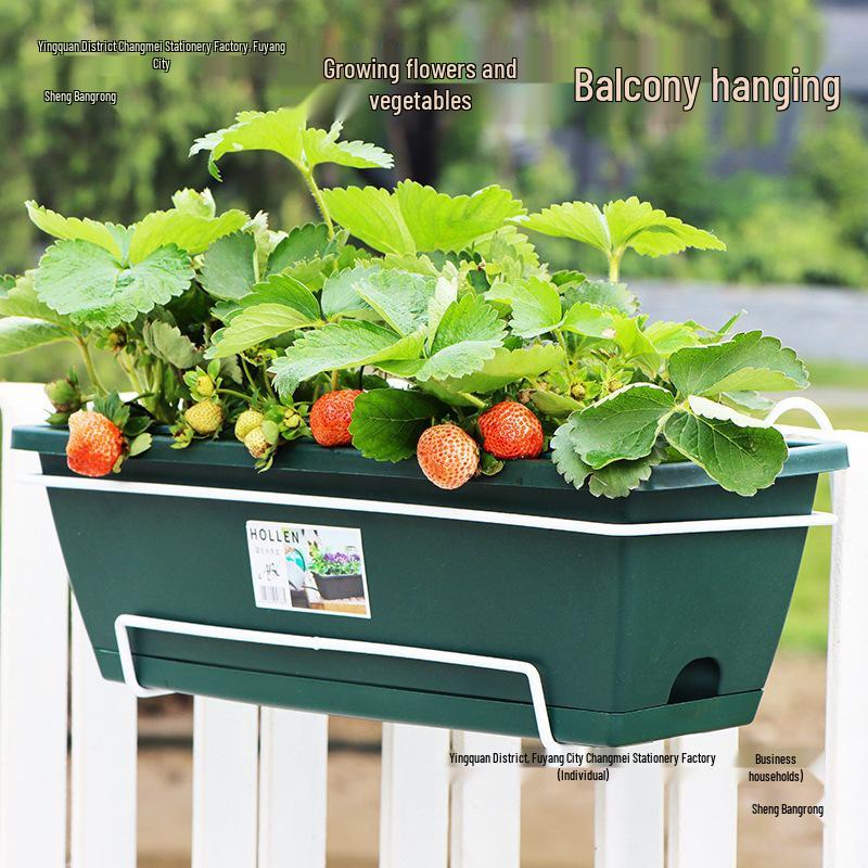 Nordischer großer rechteckiger Kunststoff-Hänge-Balkon-Blumen- & Gemüse-Topf Kasten