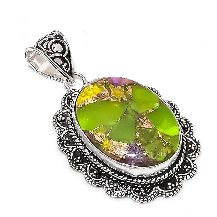 Natural Copper Stichtite Gemstone 925 Sterling Silver Jewelry Pendant 2.17  ETC-14059
