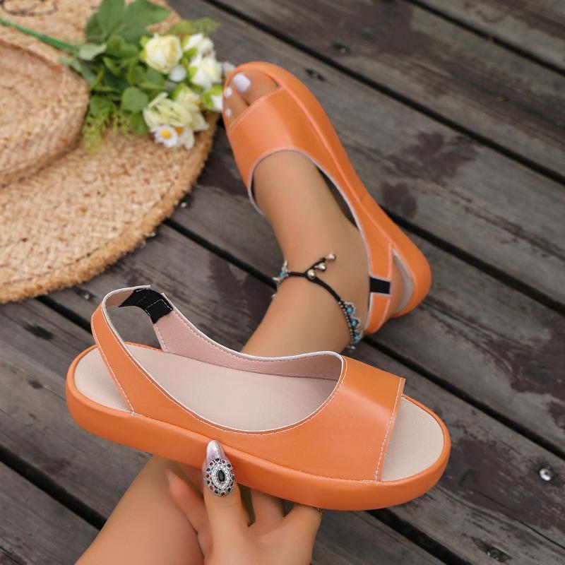 

Women s sandals women s new summer large size flat bottom low heel fish mouth fashion thick sole women s sandals women 43 рожевий