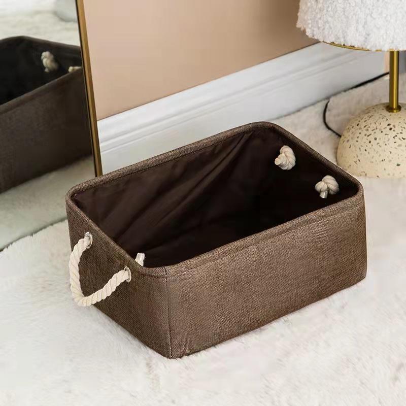 Foldable Linen Fabric Storage Baskets Kids Toys Organizer Clothes and Sundries Storage Box Laundry Basket