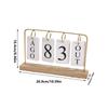 Wooden Perpetual Calendar Modern Metal Standing with Wooden Base Daily Metal Desk Calendar for Home Office Coffee Shop Study