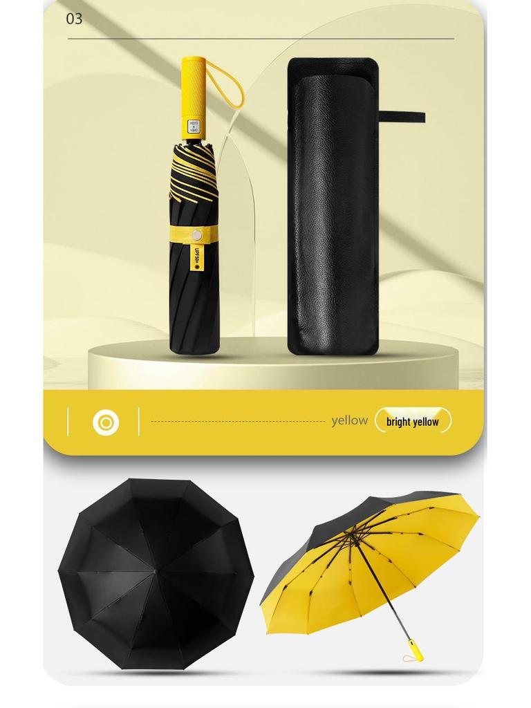 Zesílený Větruodolný Extra Velký Černý Deštník pro Tři - Dvojí Použití pro Slunce i Déšť