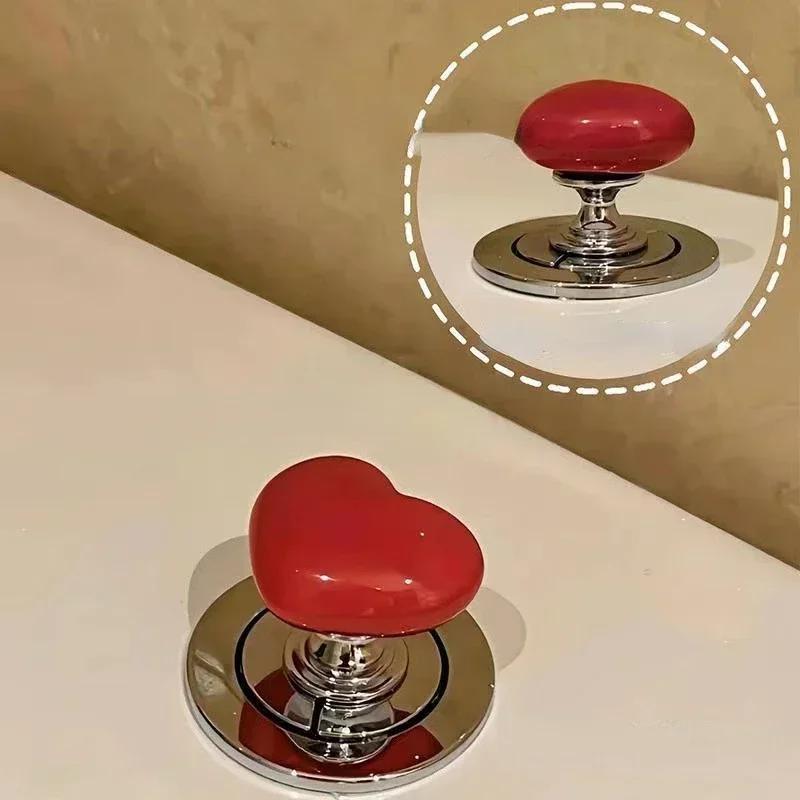 Heart Shape Toilet Presser Love Toilet Press Button Bathroom Water Tank Buttons Push Switch Bathing Room Decor Nail Protector