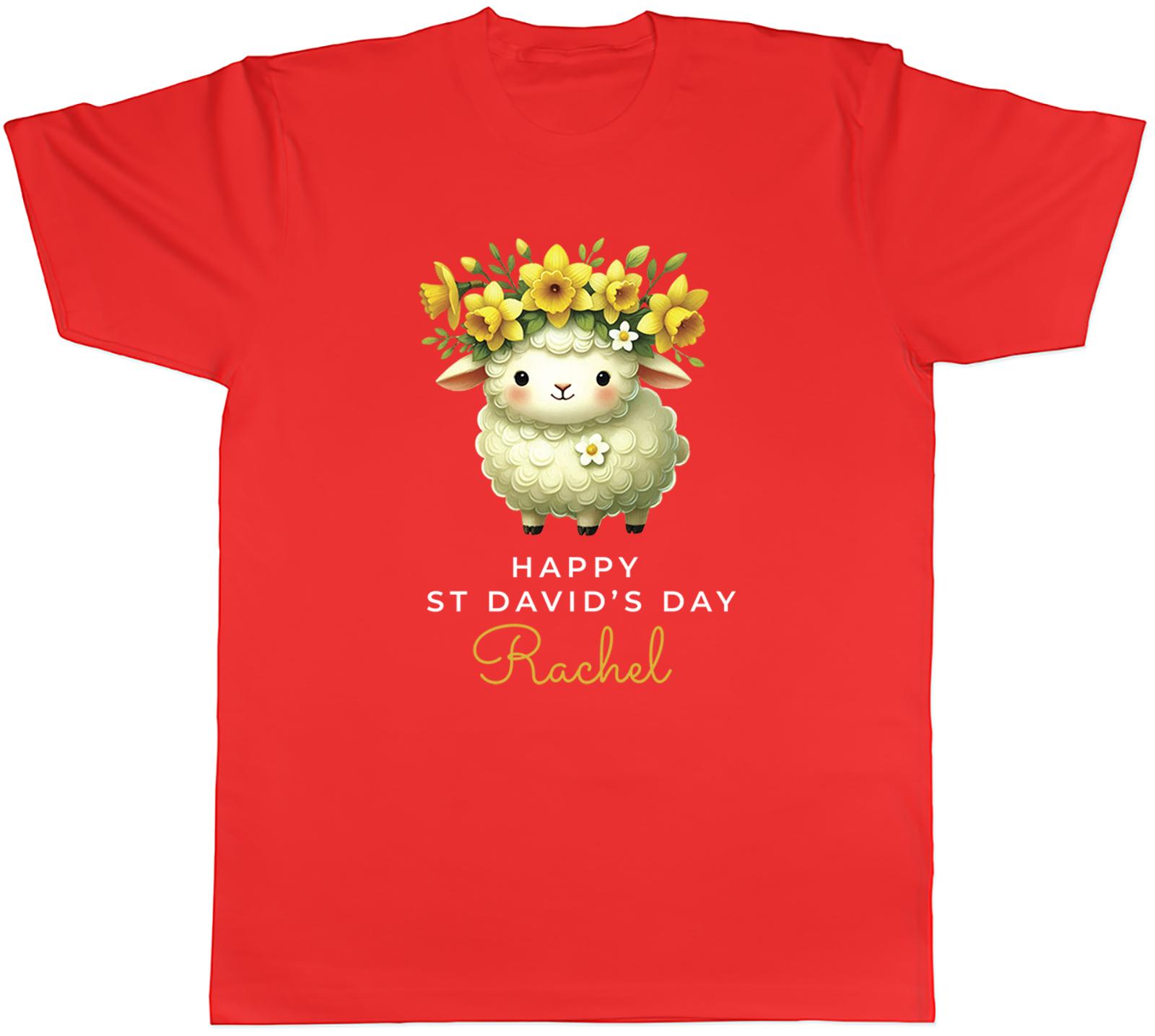 Personalised Happy St Davids Day Daffodil Sheep Unisexs TShirt Tee Gift Top S