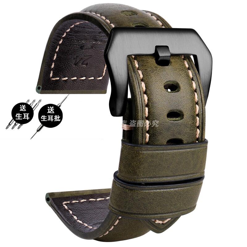 For Panerai PA441 PAM01661 Lumino Watch strap with thickened Italian cowhide Watchbands Vintage Watch Band male Bracelet 22 24MM