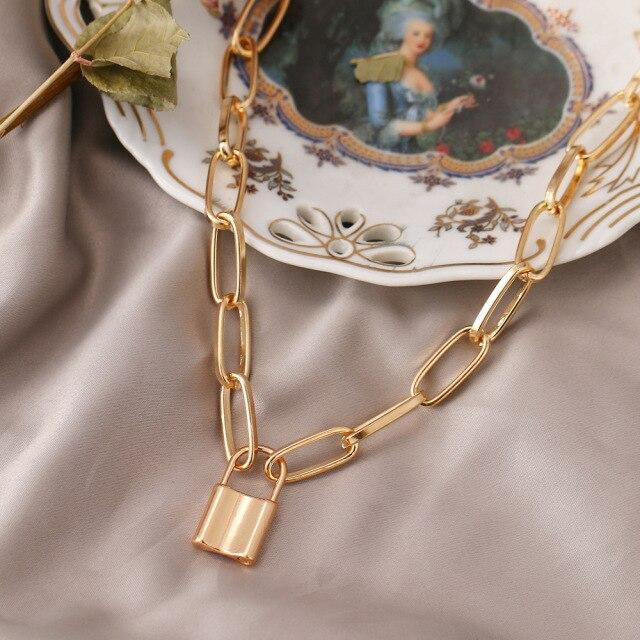 Multi Layer Lover Lock Pendant Choker Necklaces Steampunk Padlock The Chain Necklaces Collier Best Couple Jewelry Present GiftFashion Pendant