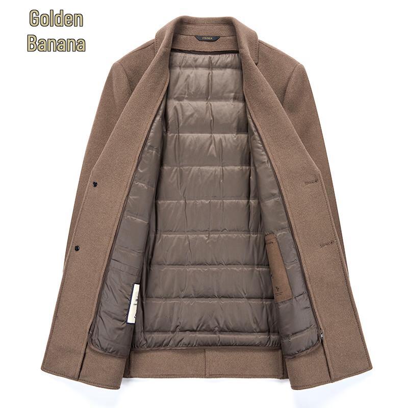 Men's Wool-Blend Mid-Length Coat with Removable Down Liner