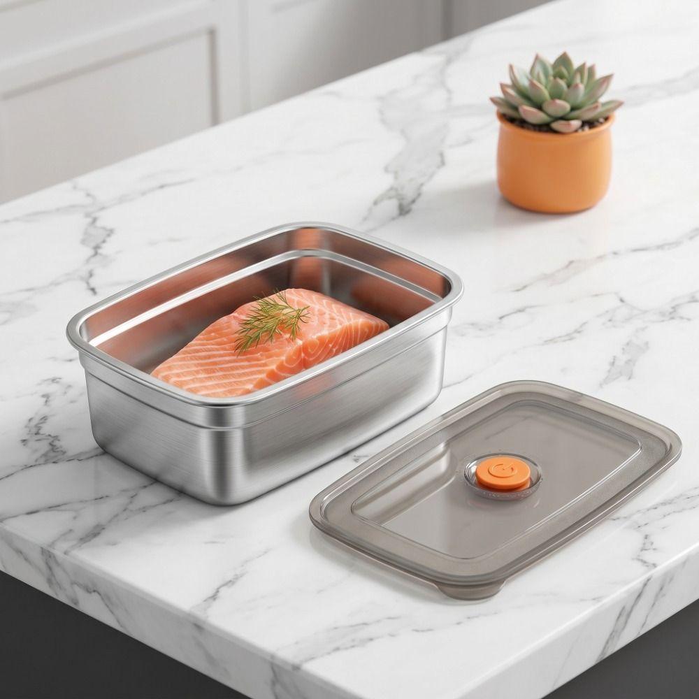 Large Capacity Stainless Steel Fresh-Keeping Box with Locking Lids Durable Airtight Food Containers Freezer Safe Sealed