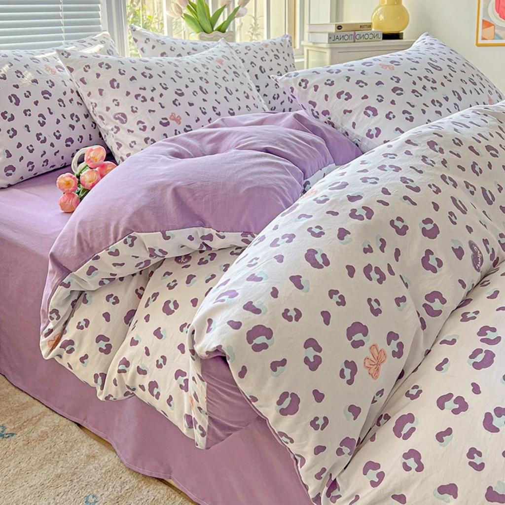HOMZY Washed Cotton Double Yarn Single Quilt Cover Simple Wind Ins Wind Small Floral Korean Version Duvet Skin Friendly Bedding