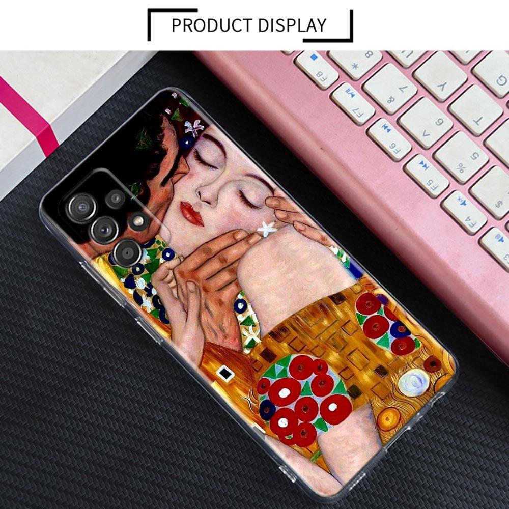 Kiss by Gustav Klimt Golden Freya's Tears Clear A55 Cases For Samsung Galaxy A52 5G A53 A72 A54 A73 A33 A32 A23 A35 Phone Cover