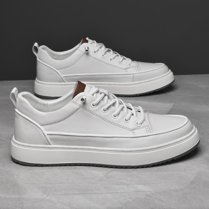 Fashion 2025 Classic Brand Wear-resistant Sole Men's Genuine Leather Shoes Elegant White Trend Men's Business Casual Shoes Versatile