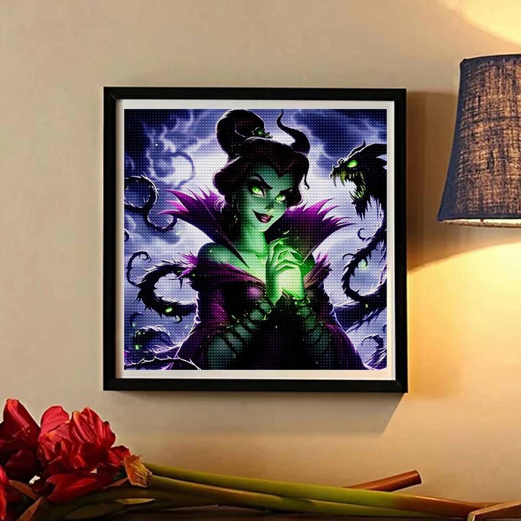 5D DIY Diamond Painting Decorative Evil Witch Full Round Drill Scenery Diamond Embroidery Cross Stitch Kits Home Decor Gift