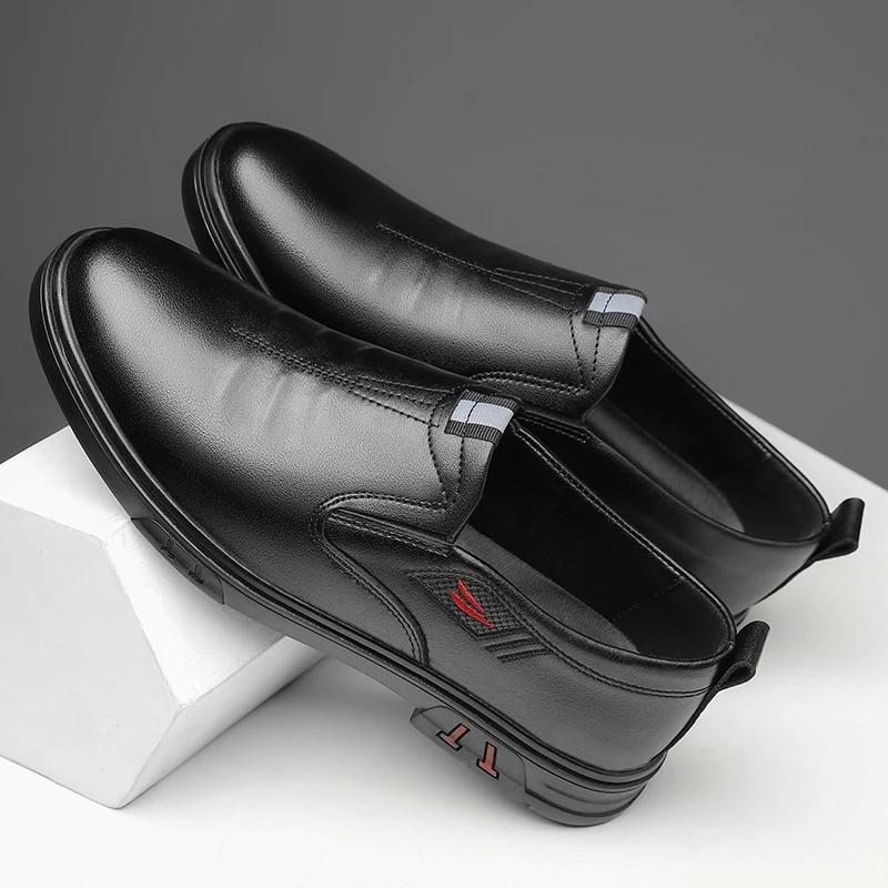 Men's Cow Leather Shoes Genuine Leather Handmade Business Shoes Round Toe Casual Loafers Comfortable Man Footwear