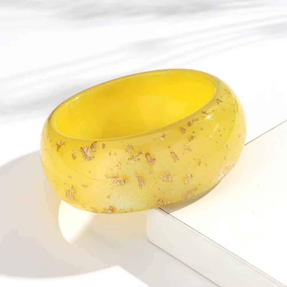 Gold Foil Round Bangles Glitter Resin Bangles Trendy Wide Bangles  for Women