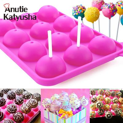 12 Holes DIY Silicone Cake Pop Mold Chocolate Cookie Sphere Cupcake Lollipop Tools Baking Molds