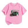 Kids Boys Girls 100% Cotton Crew Neck Short Sleeve T-Shirt, Cute Cartoon Steam Locomotive Print Casual Soft Tee Top for Children Daily Wear Holiday Gi
