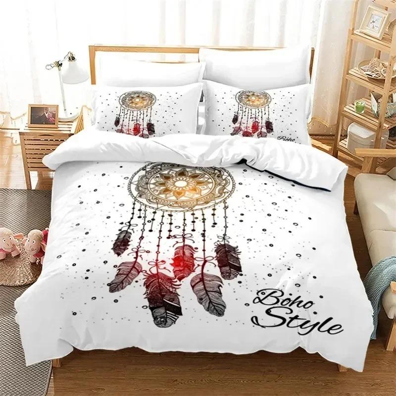 Dreamcatcher Bohemia Mandala Feathers Bedding Set Boys Girls Twin Queen Size Duvet Cover Pillowcase Bed Kids