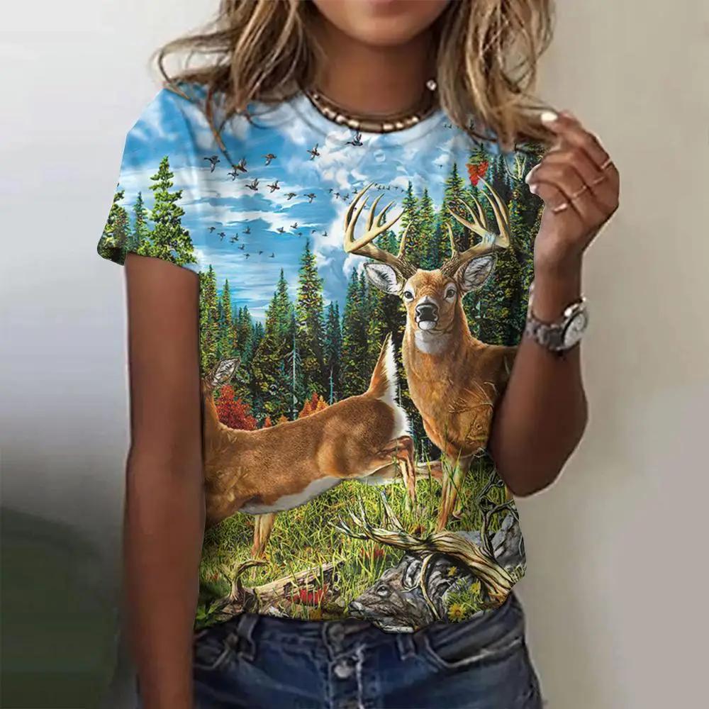 Summer Fashion Blouse Women's Tshirts Basic Oversized Female Clothing 3d Wild Animals Theme T Shirt Casual Tees Short Sleeve Top