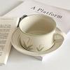 Clay Hand-painted Style Vintage Ceramic Coffee Cup And Saucer Suit Afternoon Tea Tulip Lily Cup And Saucer Set