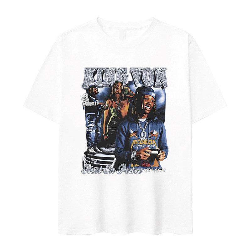 

Limited K-King Von Graphic T Shirts Rap Men s Hip Hop Gothic Short Sleeve T-shirt Retro Style Oversized Cotton Tshirt Streetwear S