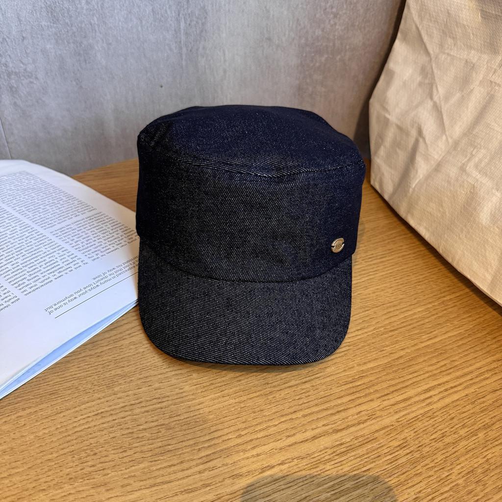Navy Blue Denim Equestrian Cap With Breathable For Daily Outdoor Activities