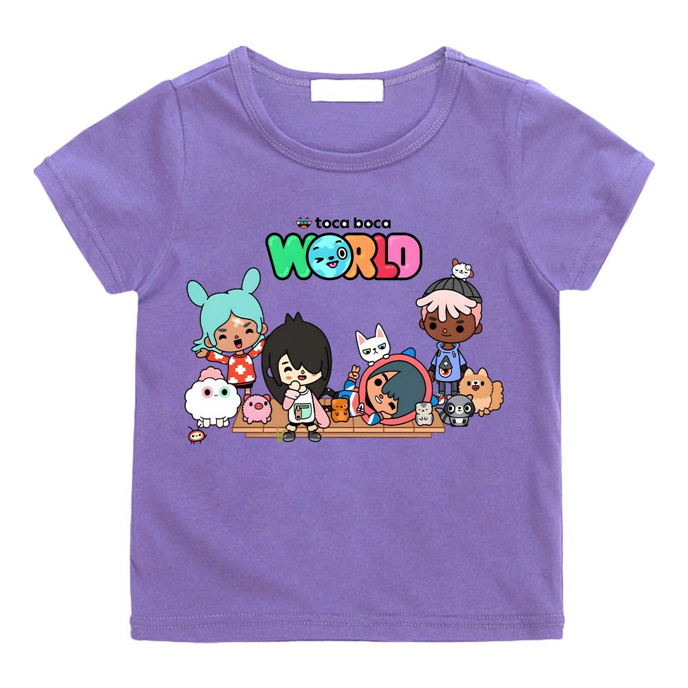 Toca Boca World Bavlněná trička Dívky Kluci Oblečení Hra Toca Life World Tričko Děti Pohodlná Všestranná Topy Letní Trička s Krátkým Rukávem