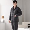 Anti-Static Pajamas Men'S Winter Pure Cotton Padded Three-Layer Thickened And Velvet Warm Autumn And Winter Loungewear Large Size Set