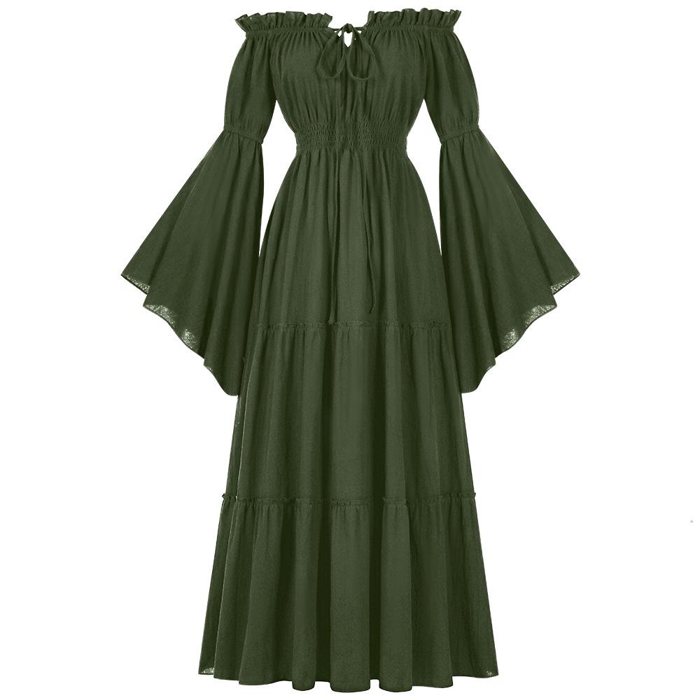 2024 Women's Medieval Vintage Christmas Off-the-Shoulder Bell Sleeve Dress