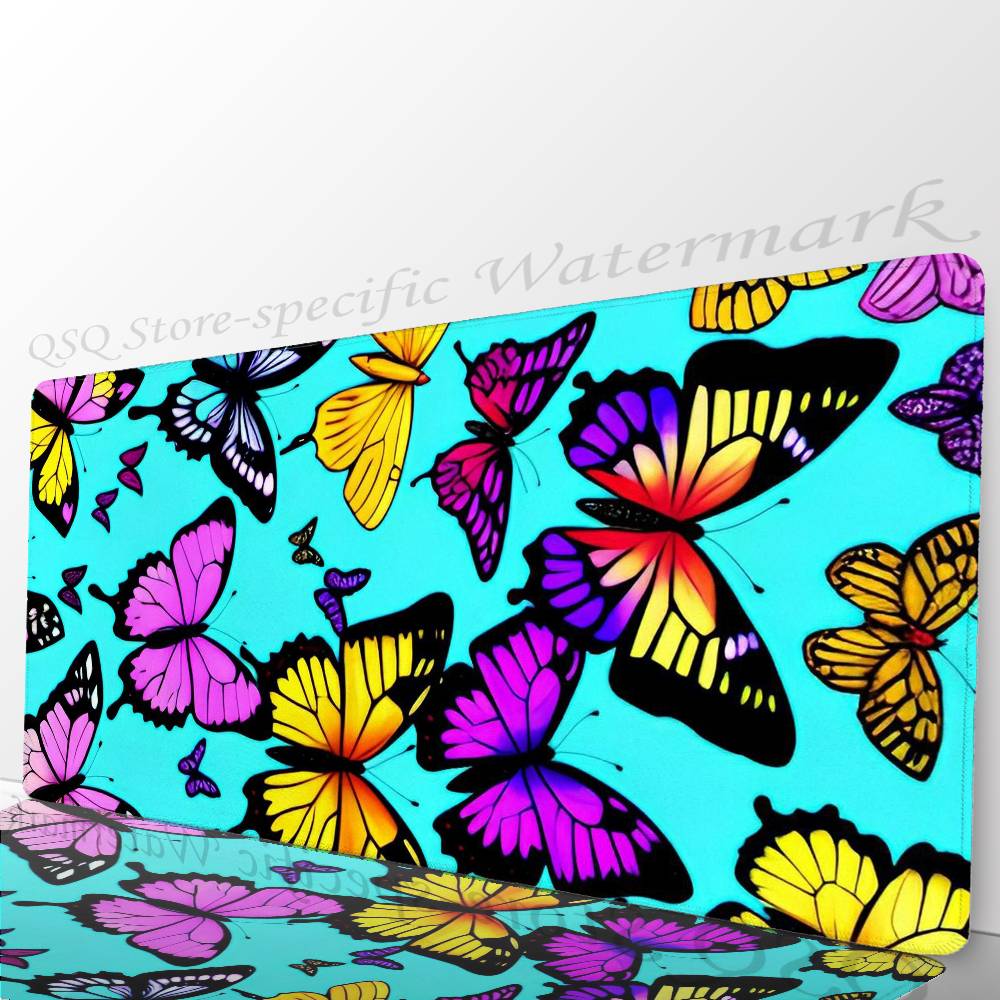 

Magical Colorful Butterfly Mousepad Non-slip Suitable For Office Computers Laptops E-sports Game Desk Mats XXL Keyboard LockEdge700x300x2mm