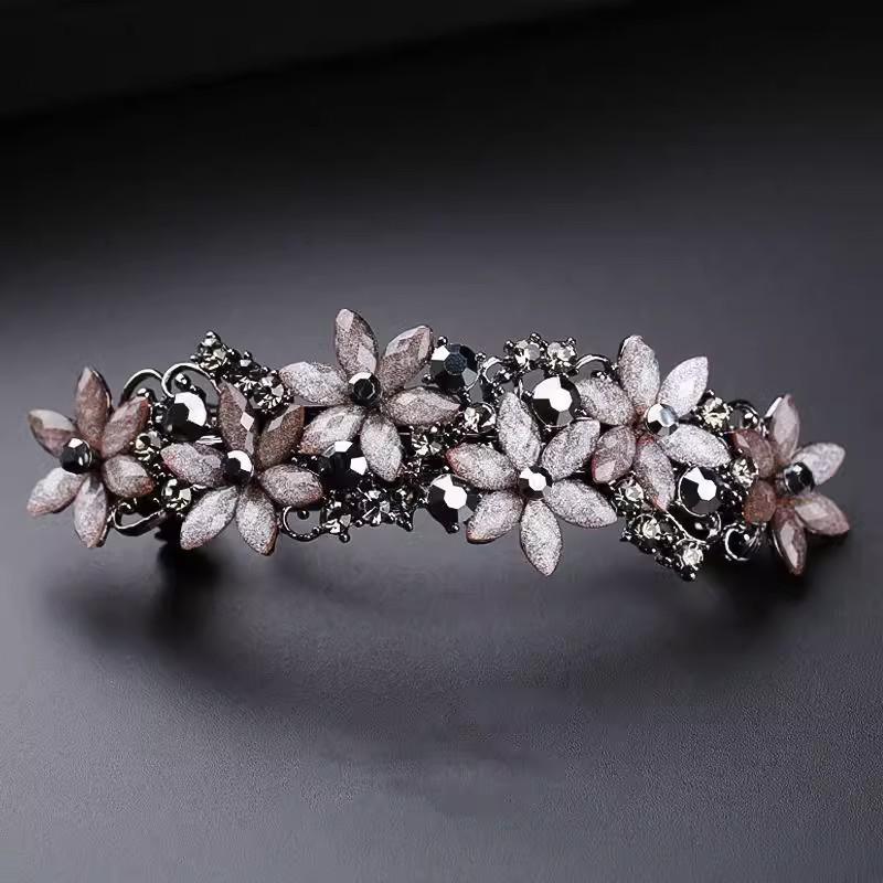 Retro Floral Spring Hair Clip - Elegant Horizontal Style for Women