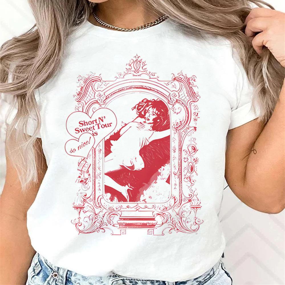 Sabrina Carpenter t shirt Women University korean clothes Psychedelic kawaii shirt Comfortable Pop Culture Graphic Trendy Retro