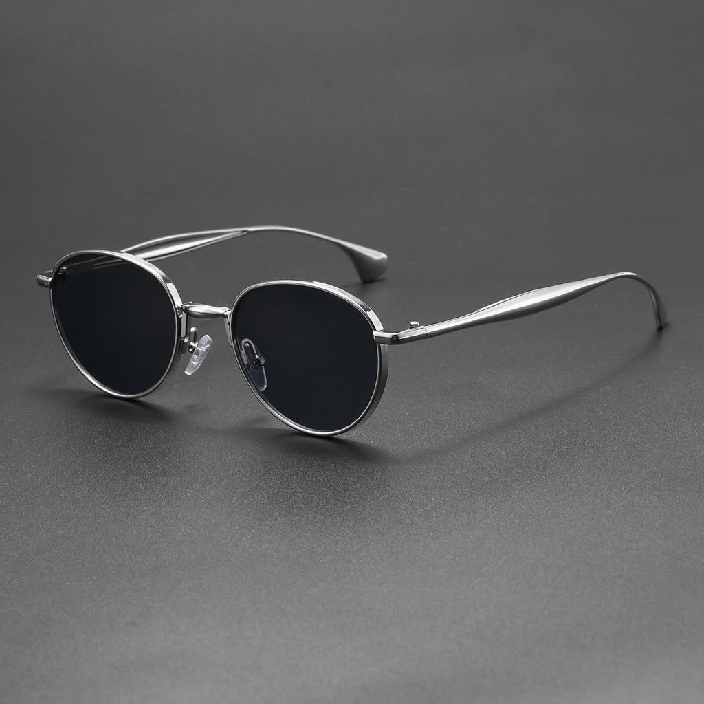 New light luxury round metal sunglasses men's and women's gold thin frame retro literary and versatile trend glasses